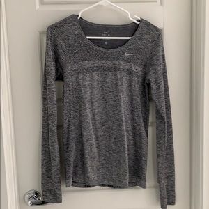 Nike Grey Long Sleeve Running Top - Size S